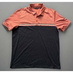 Travis Mathew Collared Golf Polo Shirt Pink Black Color Block Logo 2XL XXL JBHS